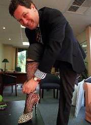 Happier times - Alexander Downer wearing the first pair of fishnets and stilettos Tubby Waldorf bought him